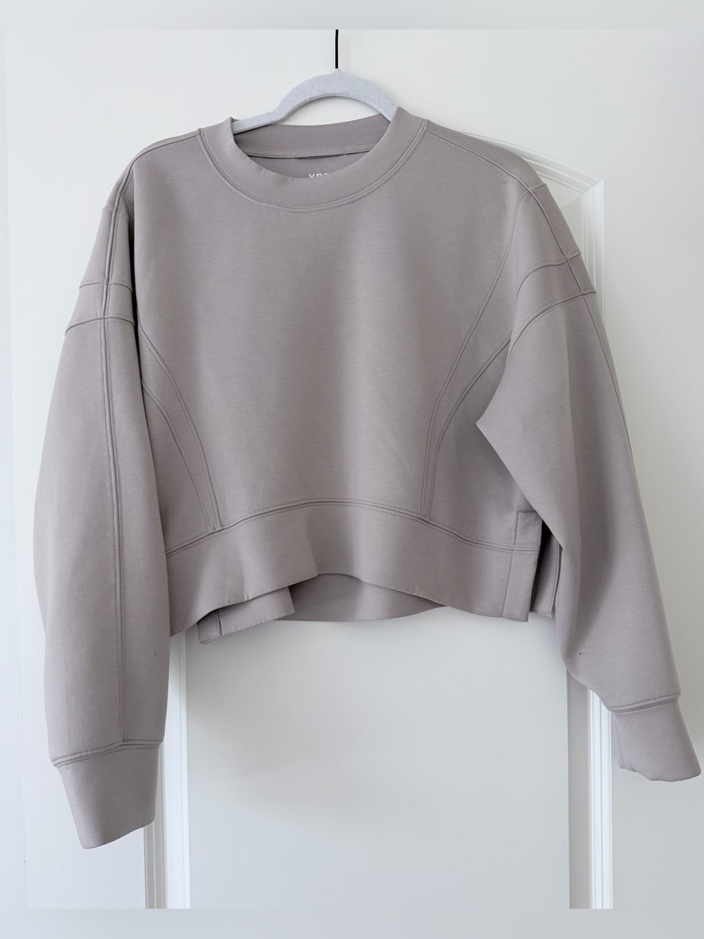 Abercrombie & Fitch YPB Cropped Crewneck Sweatshirt - Light Taupe